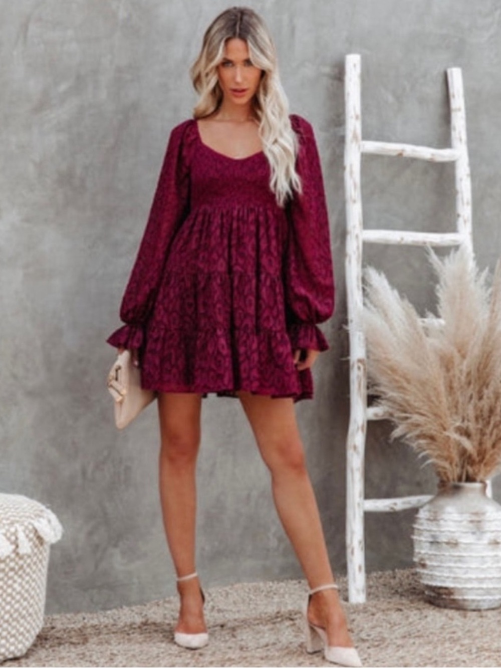 Vici Smocked Babydoll Dress - Size S